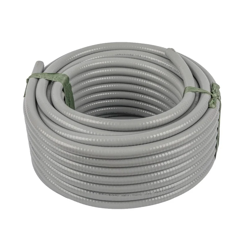 Super Flexible Liquid Tight PVC Conduit For Tough Electrical Wire Shielding Gray Half Inch 100 Foot Long Built For Indoors And Outdoors With Smooth Interior Making Wire Pulls A Breeze Hella Reliable