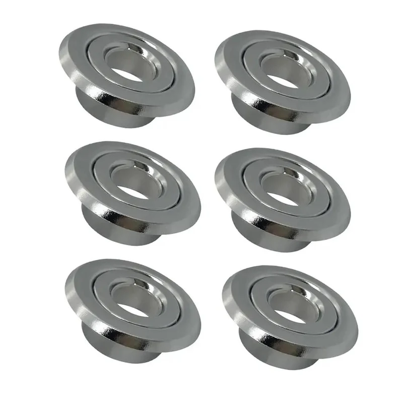 Six Pack Heavy Duty Fire Sprinkler Head Covers With Slick Electroplated Coating And Adjustable Height Flush Mount Design For Corrosion Resistant Ceiling Trim That Looks Sharp