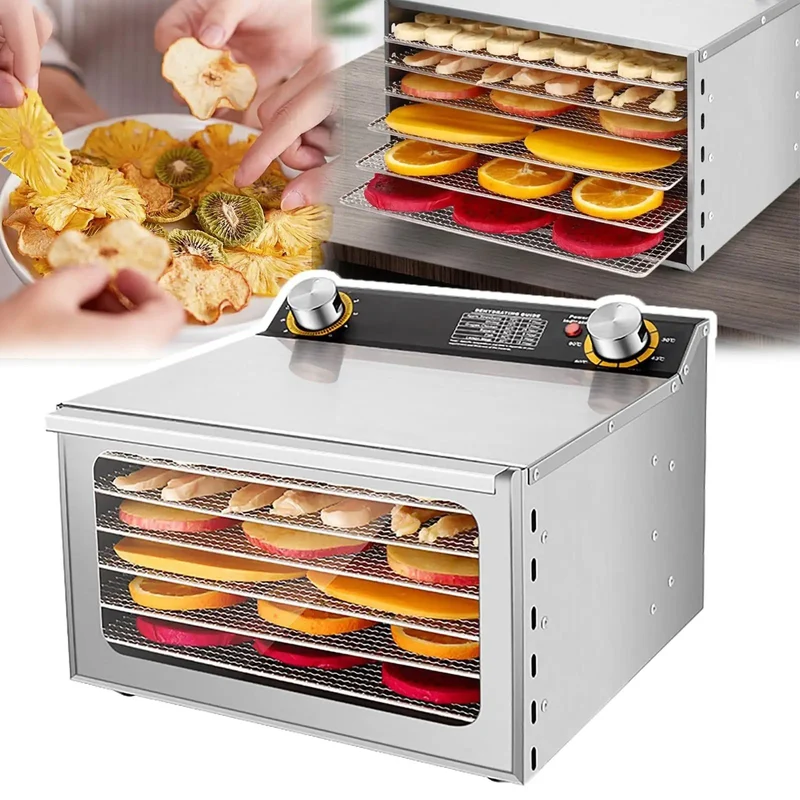 Six Tray Food Dehydrator Machine Harnessing Four Hundred Watt Power And Reliable Thermostat For Fast Fruit Vegetable Meat Jerky And Pet Treat Preservation Easy As Pie And Essentially Zero Drama