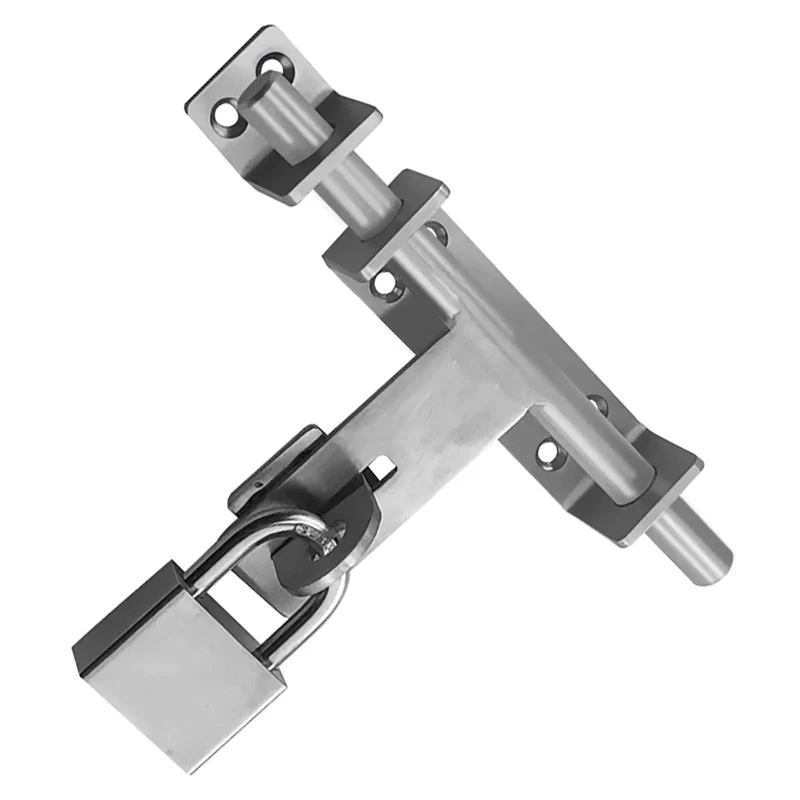 Heavy Duty Stainless Steel Sliding Door Bolt Gate Latch With Padlock Hole Works Both Ways For Left Right Swinging Doors Lockdown Security Two Way Slide Bolt Tough As Nails Hasp Design Secure Privacy Gate Hardware Upgrade