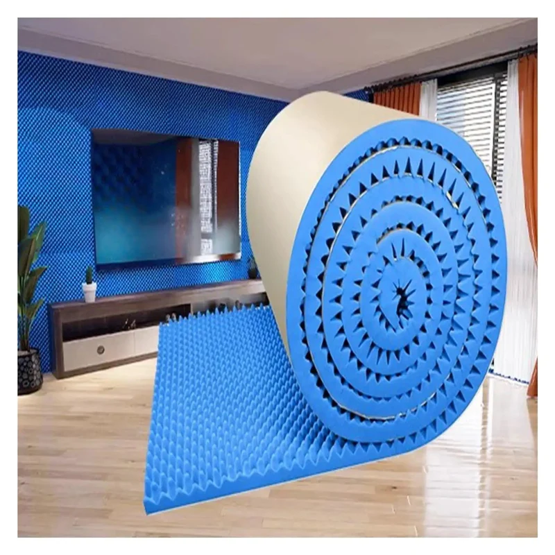 Heavy Duty Self Adhesive Acoustic Panels For Walls Waterproof Soundproof Foam Roll High Density Studio Recording Noise Blocking Pads Beefy Top Shelf Waterproof Padding No Fuss Install Blue Solid Coverage