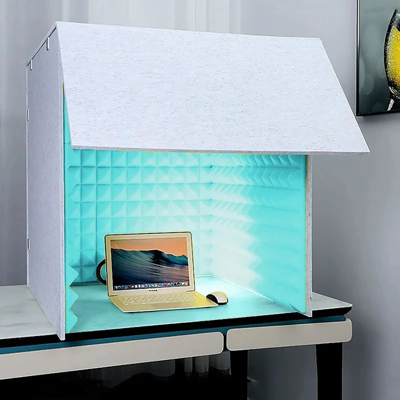 Portable Desktop Soundproof Booth with Acoustic Foam Mic Shield Noise Isolating Vocal Recording Studio Pad Blocks Echo for Crystal Clear Audio Desk Setup Game Changer