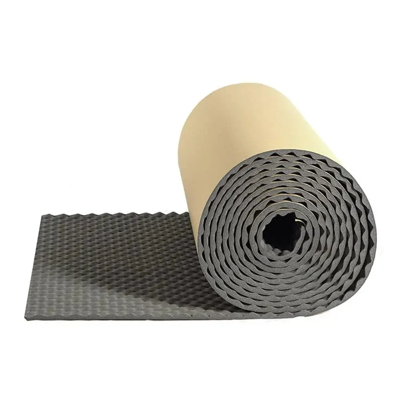 High Density Self Adhesive Acoustic Foam Roll Egg Crate Design Kick the Echo to the Curb for Flawless Podcasts and Gaming Streams Peel back and apply in seconds Grey 2 cm thick covers 3.2 by 32.8 ft Transform Your Space into a Top Tier Listening Paradise