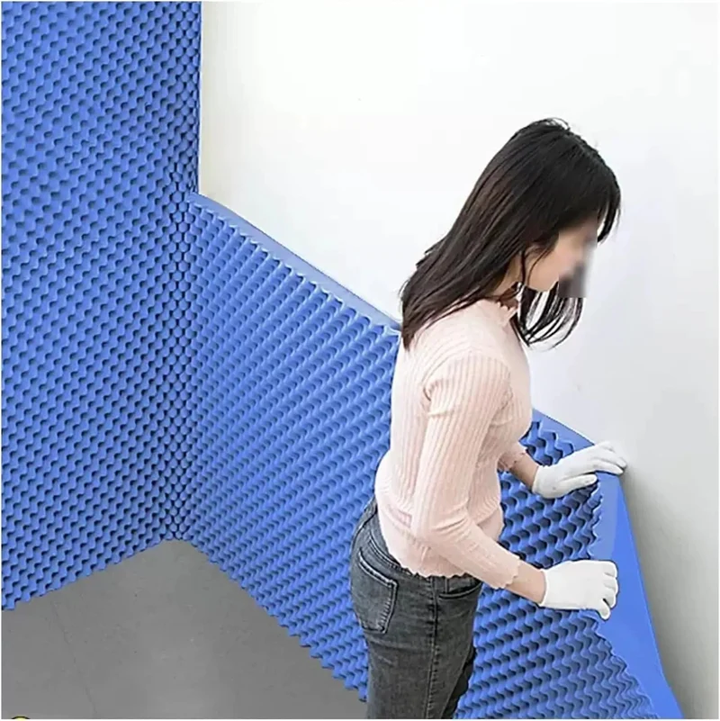 Heavy Duty Self Adhesive Acoustic Foam Panels For Home Studio And Man Cave Noise Reduction Sound Dampening Blue Peak Pyramid Egg Crate Soundproof Padding Roll With High Density Insulation Moisture Barrier For Audio Treatment Setups