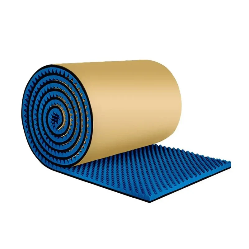 Premium Egg Crate Acoustic Foam Rolls Self Adhesive Soundproof Wall Panels Heavy Duty Noise Reduction Sheets Blue Marine Grade Sound Absorbing Insulation Material One Meter By Ten Meters Long