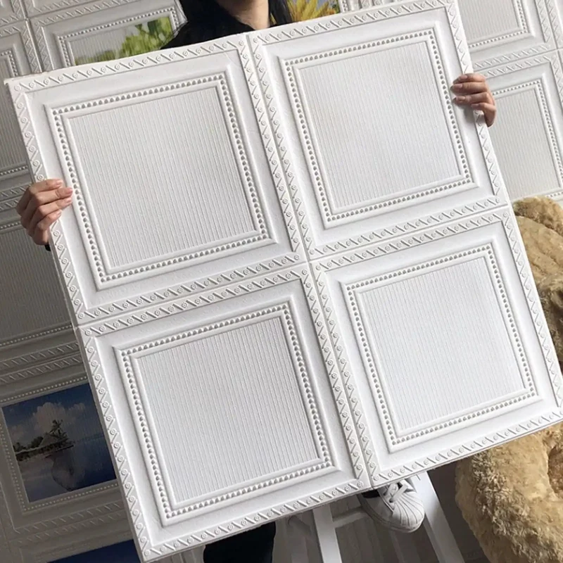 Top Tier 3D Pvc Ceiling Tiles With Super Quick Peel And Stick Setup For Real Room Glow Ups Featuring Faux Embossed Soundproof Foam Panels And Slick Textured Finish Design