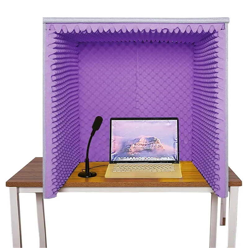 Straight Fire Desktop Soundproof Recording Booth With Heavy Duty Acoustic Foam Vocal Shield Perfect For Home Podcasts And Streamers Compact Noise Dampening Cover That Blocks All Room Echoes Without Ruining Your Creative Vibes