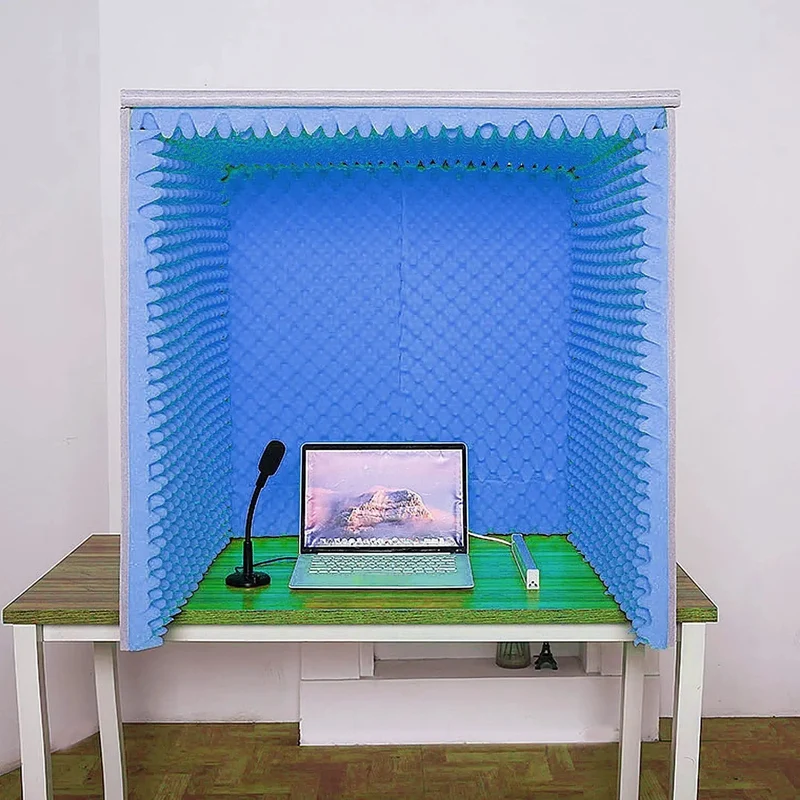 Desktop Soundproof Vocal Booth Portable Acoustic Foam Cube Shield Noise Isolating Mic Windscreen Pro Rig Streamer Essential For Crisp Broadcast Audio And Tight Spaces