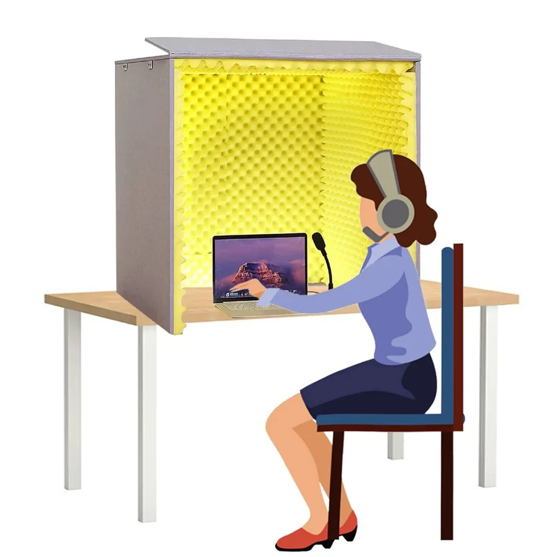 Portable Tabletop Soundproof Microphone Booth Cube With Heavy Duty Acoustic Foam Noise Isolating Cover Fold Flat Vocal Shield For Clean Vocals Podcast Creator Gear