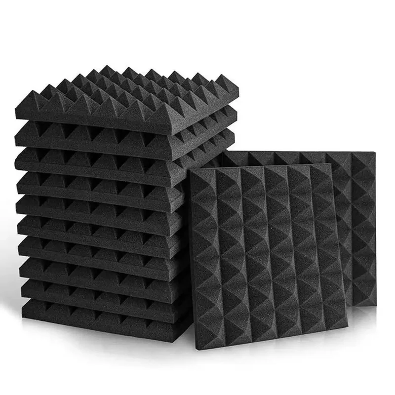 Top Shelf 12 Pack Pyramid Acoustic Foam Wall Panels For Home Studio Soundproofing And Podcast Booths With Heavy Duty High Density Noise Blocking And Flame Safe Construction