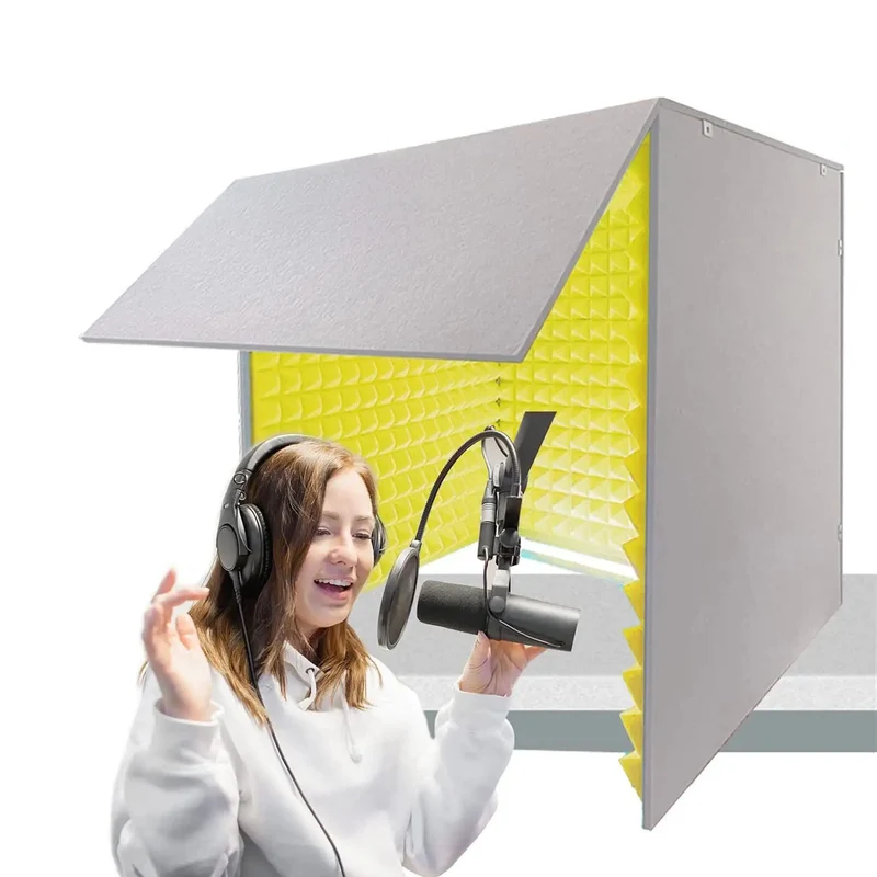 Straight Fire Desktop Soundproof Cover Silences Room Echo And Reverb Fast Featuring Dense Acoustic Foam Panels For Crisp Home Studio Vocal Booth And Reliable Mic Shield Setup Anytime