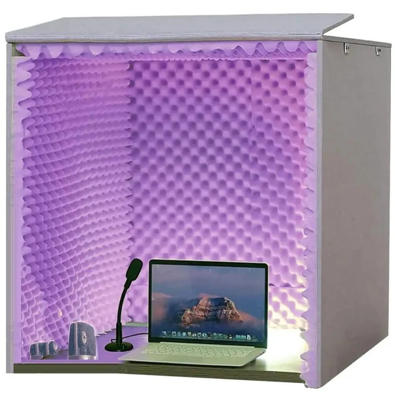Portable Soundproof Booth Featuring Heavy Duty Foldable Acoustic Foam Panels For Desktop Microphones And Knock Down Background Noise To Bag Crystal Clear Vocals On The Fly Straight From The Box Effortless Desk Setup