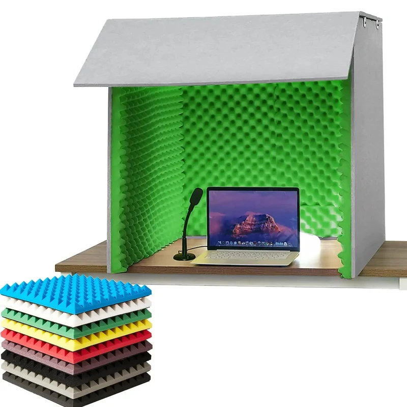Portable Vocal Recording Booth Desktop Soundproof Foam Shield Vocal Isolation Panel Acoustic Panels Block Outside Noise And Knock Your Bedroom Demos Clean For Studio Level Mixes Anywhere