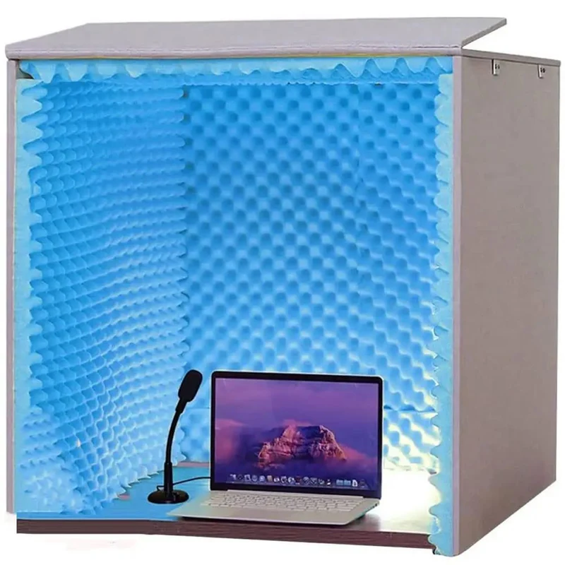 Heavy Duty Foldable Soundproof Booth With Thick Acoustic Foam Panels For Vocal And Microphone Recording Desktop Studio Sound Dampening Pod In Blue That Brings Straight Fire To Your Sessions