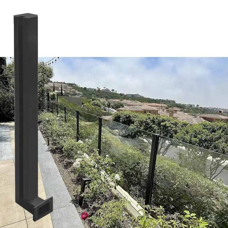 Heavy Duty Black Deck Fence Railing Post Wall Mount Balcony Guardrail With Clip Lock Panels DIY Backyard Safety Barrier No Sweat Assembly Beefy Build Premium Steel Right End Post 30 Inch Height