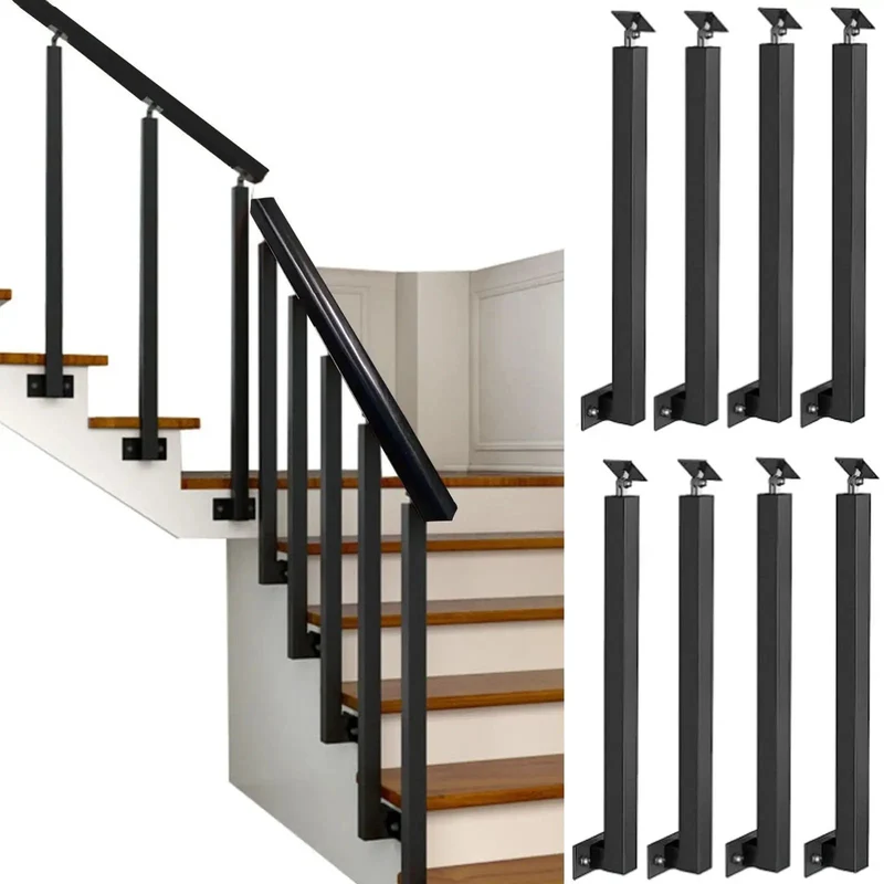 Heavy Duty Black Iron Balusters 8 Pack Rust Resistant Railing Spindles With Secure Flat Brackets Hella Tough Deck Stair Guardrails Porch And Patio Posts That Actually Hold Up