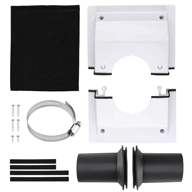 Slick White Wall Penetration Cover Kit For Ac Line Sets With Split Design To Hide Pipes Close Up Messy Drills Shut Down Drafts And Block Pests While Keeping Your Setup Airtight Looking Pro Grade And Super Neat For Any Duct Work Job