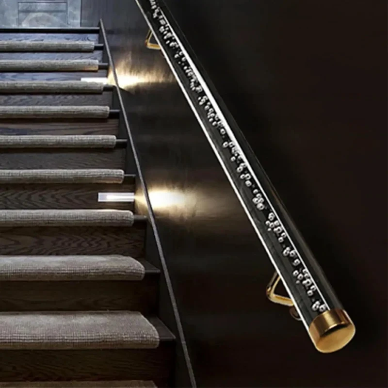 Crystal Clear Acrylic Stair Handrail With Stainless Bracket Kit Non Slip Secure Grip For Elderly Safety Custom Lengths Up To 20 Feet Heavy Duty Indoor Railing Zero Hassle Install