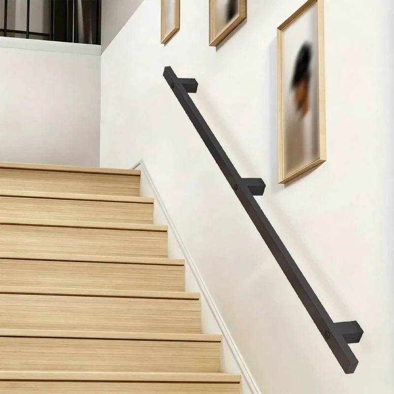 Rock Solid Black Wrought Iron Handrail For Stairs And Hallways With Hidden Mounting Screws Plus Durable Non Slip Grip And Decorative Support Railing That Adds Style To Any Home Space Without Hassle