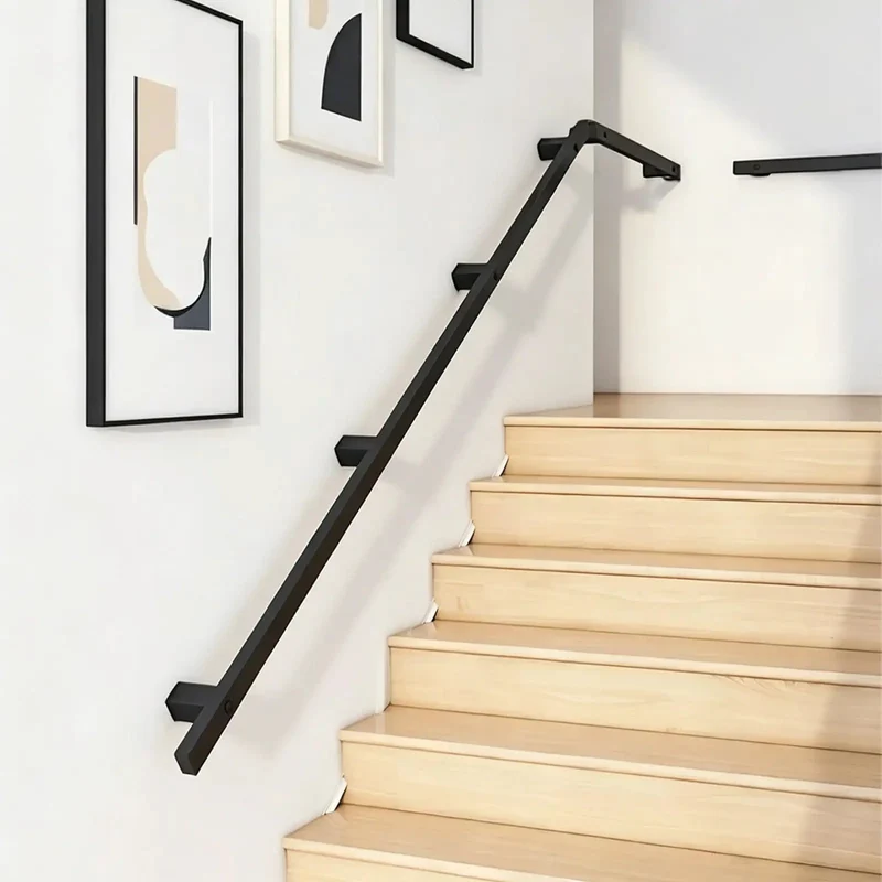 Rock Solid Wrought Iron Stair Railing Black Handrail For Staircase With Concealed Screw Mounts For Sleek Setup And Built Tough For Daily Hustle While Granting Sure Footed Non Slip Grip That Brings Serious Edge To Your Entry Way