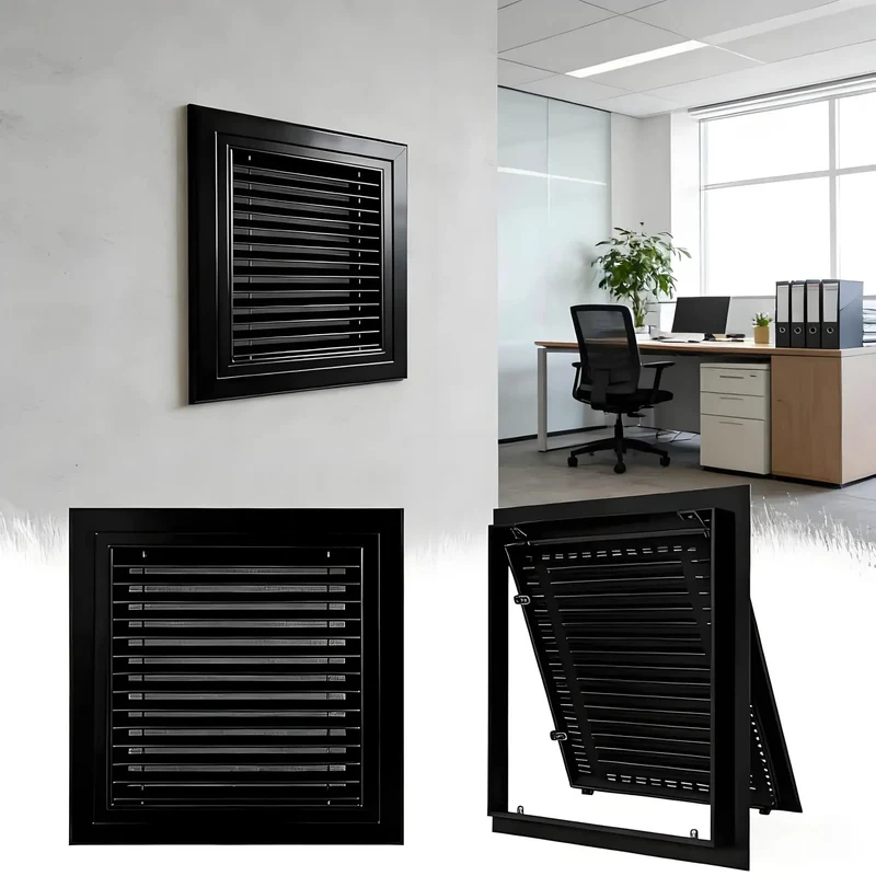Top Shelf Louvered Return Air Grille And Drywall Access Panel With Slick Magnetic Closure And Built In Dust Filter For No Sweat Setup In Attic Or Crawl Space Areas In Sleek Black 20 By 22 Inches