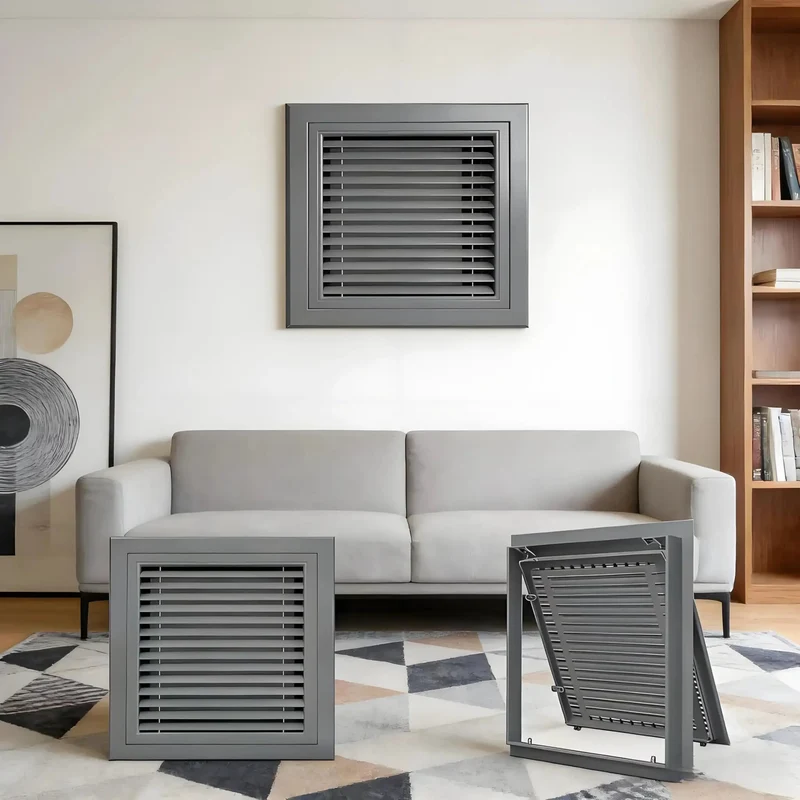 Gray Eight By Eighteen Return Air Filter Grille Featuring Louvered Vents And Smooth Magnetic Snap Drywall Access Panel For Attic And Crawl Space No Sweat Setup Rock Solid Build
